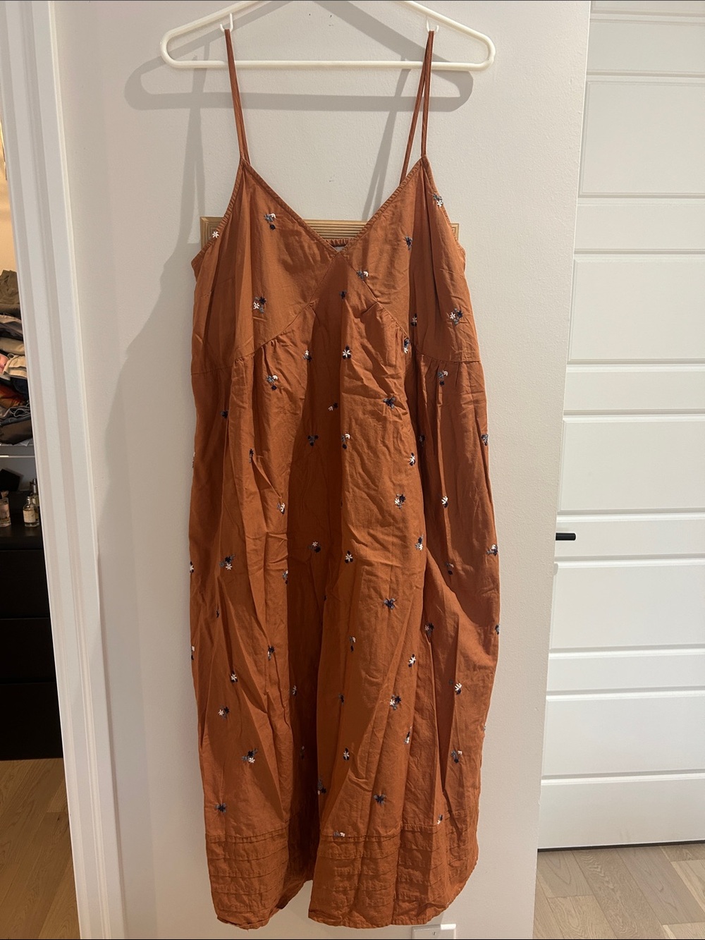 Universal Thread Rust Embroidered Spaghetti-Strap Maxi Dress